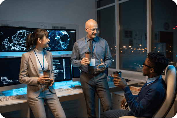 Professionals working at night